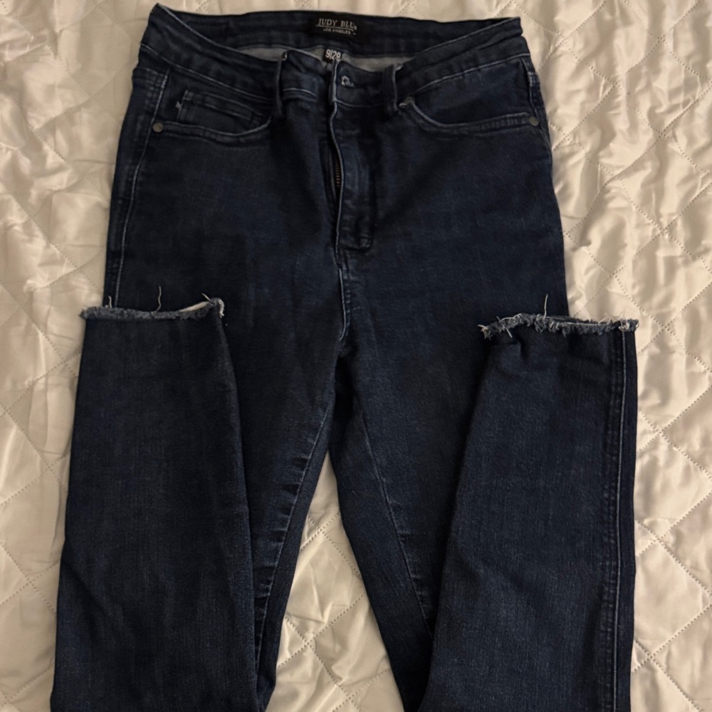 Judy Blue Tummy Control Dark Indigo Ankle Jeans